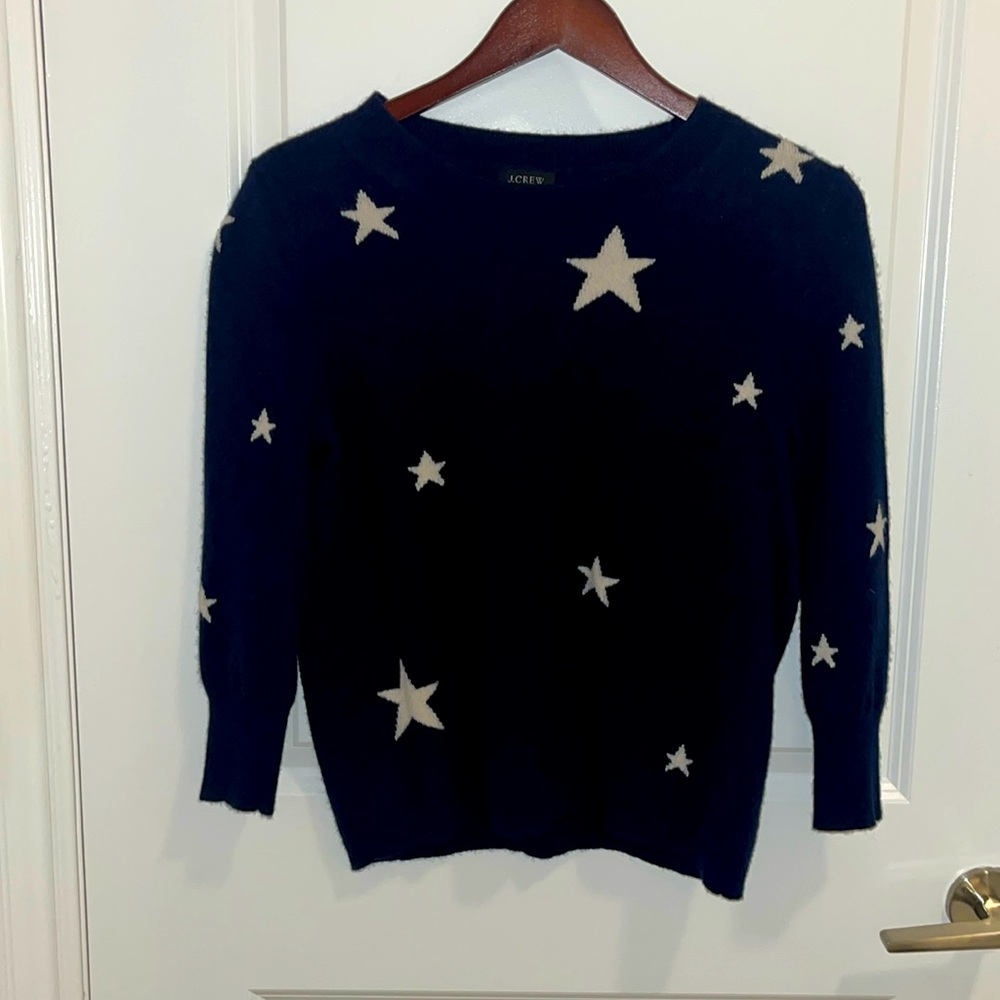 J Crew 100% cashmere Stars top size M